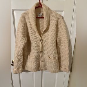 Talbots Cream Textured Cardigan Sweater